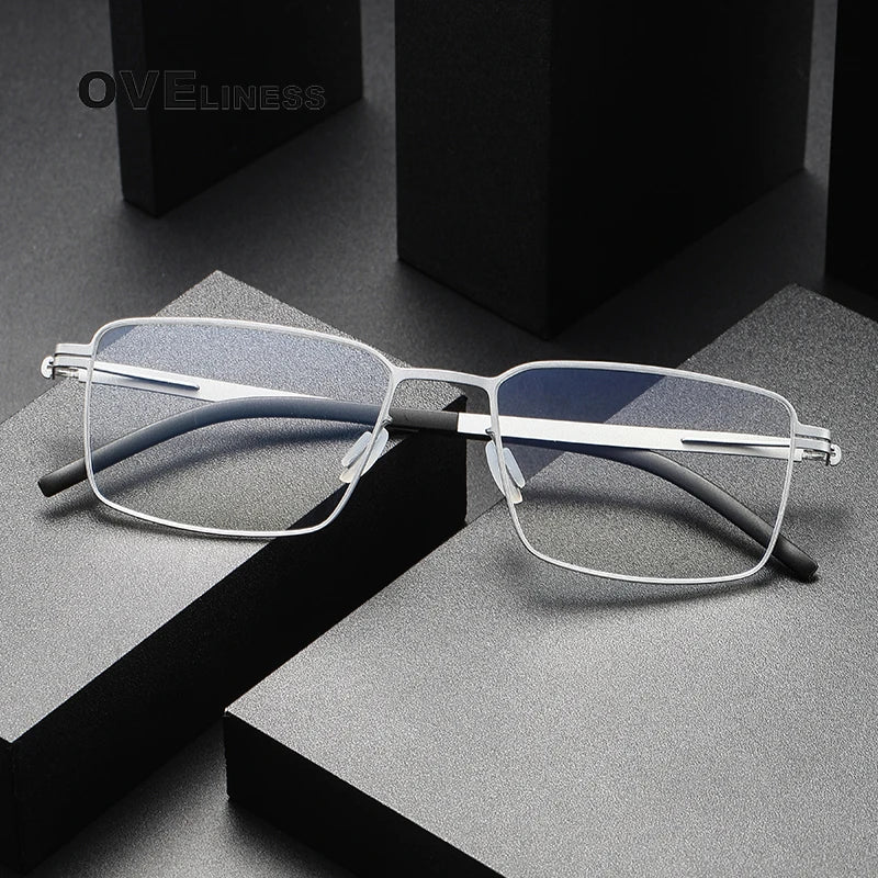 Oveliness Unisex Full Rim Rectangle Screwless Titanium Eyeglasses I0203 Full Rim Oveliness   