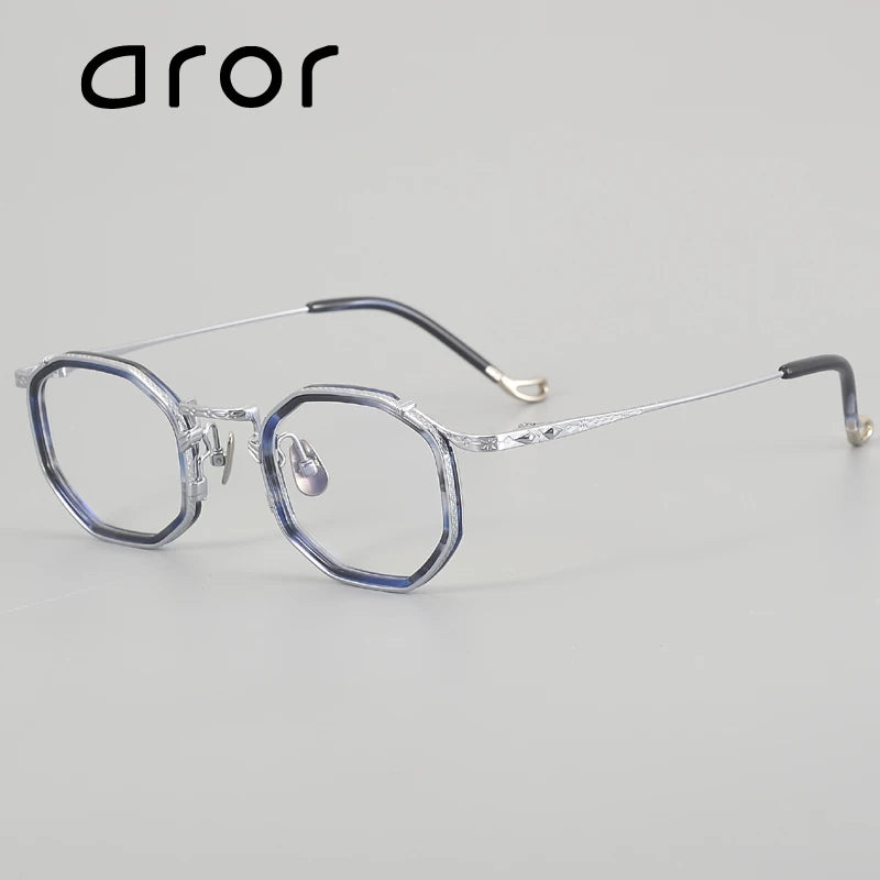 Aror Unisex Full Rim Polygon Acetate Titanium Eyeglasses 59214