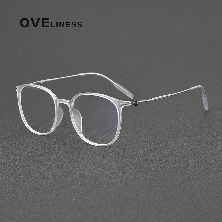 Oveliness Unisex Full Rim Oval Square Acetate Titanium Eyeglasses 8663 Full Rim Oveliness transparent  