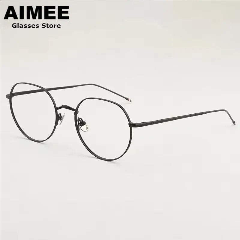 Aimee Unisex Full Rim Flat Top Oval Titanium Eyeglasses 541914
