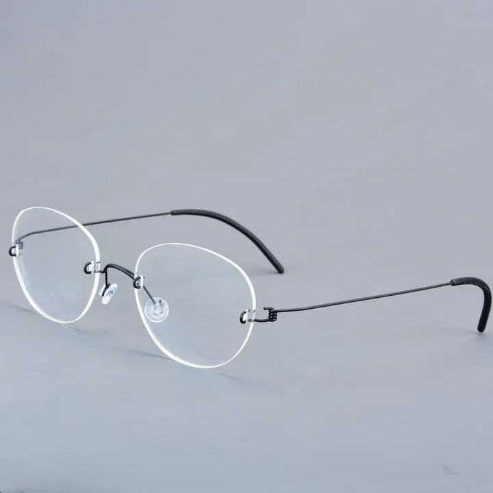 Aimee Women's Rimless Small Oval Screwless Titanium Eyeglasses 22421