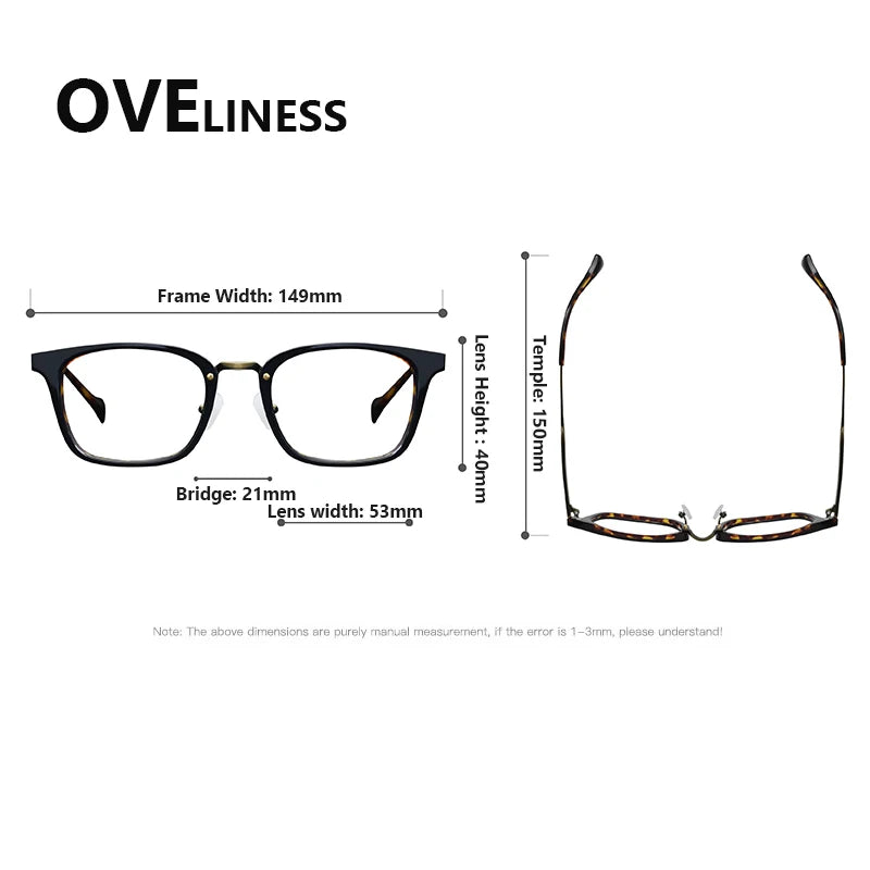 Oveliness Unisex Full Rim Big Square Acetate Titanium Eyeglasses 926016