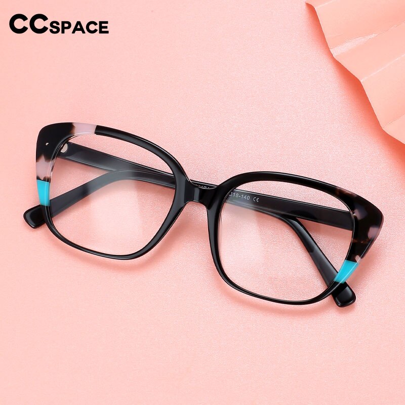 CCSpace Unisex Full Rim Square Cat Eye Acetate Eyeglasses 55909 Full Rim CCspace   