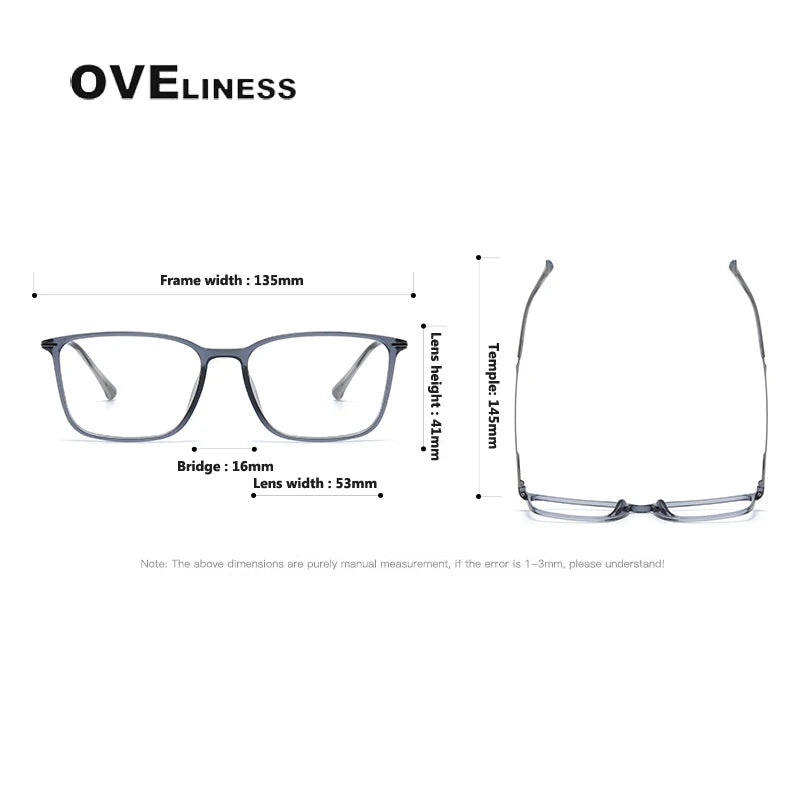 Oveliness Women's Full Rim Square  Acetate Titanium Eyeglasses 328636