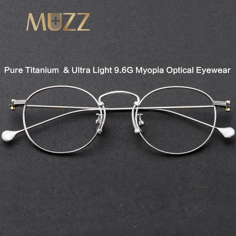 Muzz Unisex Full Rim Oval Round Titanium Eyeglasses 190068 Full Rim Muzz