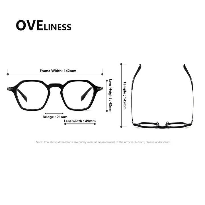 Oveliness Unisex Full Rim Polygon Acetate Titanium Eyeglasses 390013