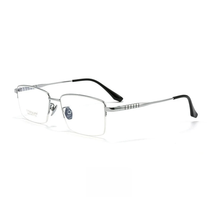 Yimaruili Men's Semi Rim Square Titanium Alloy Eyeglasses 80813