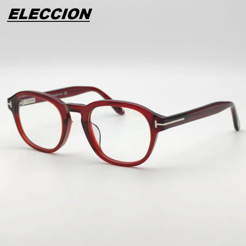 Eleccion Unisex Full Rim Oval Square Acetate Eyeglasses 5698 Full Rim Eleccion Red CHINA