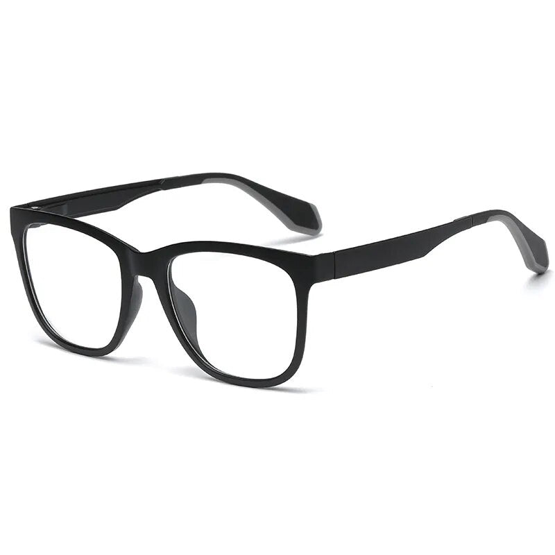 Hdcrafter Men's Full Rim Square Tr 90 Titanium Sport Eyeglasses 02002 Full Rim Hdcrafter Eyeglasses Black  