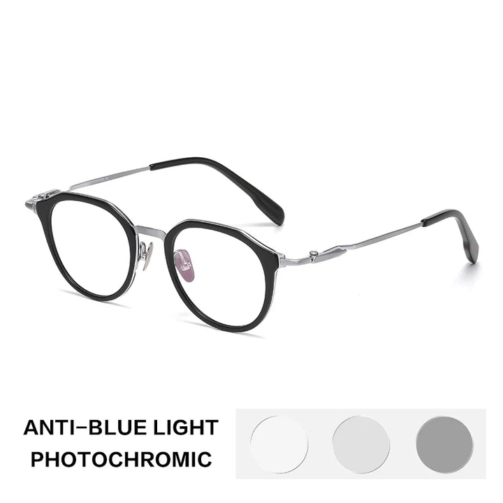 Gatenac Unisex Full Rim Oval Titanium Acetate Photochromic Reading Glasses 860058