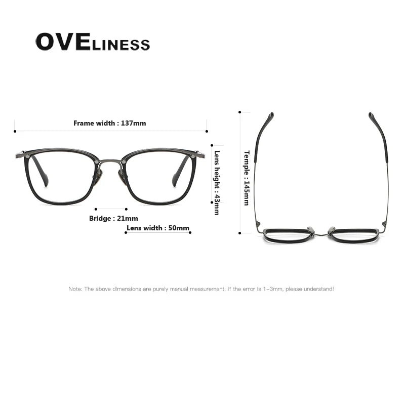 Oveliness Women's Full Rim Square Acetate Titanium Eyeglasses 360053