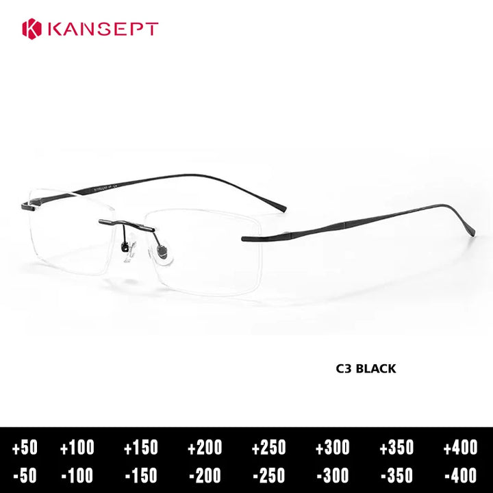 Kansept Unisex Rimless Square Polygon Titanium Reading Glasses 8911/12