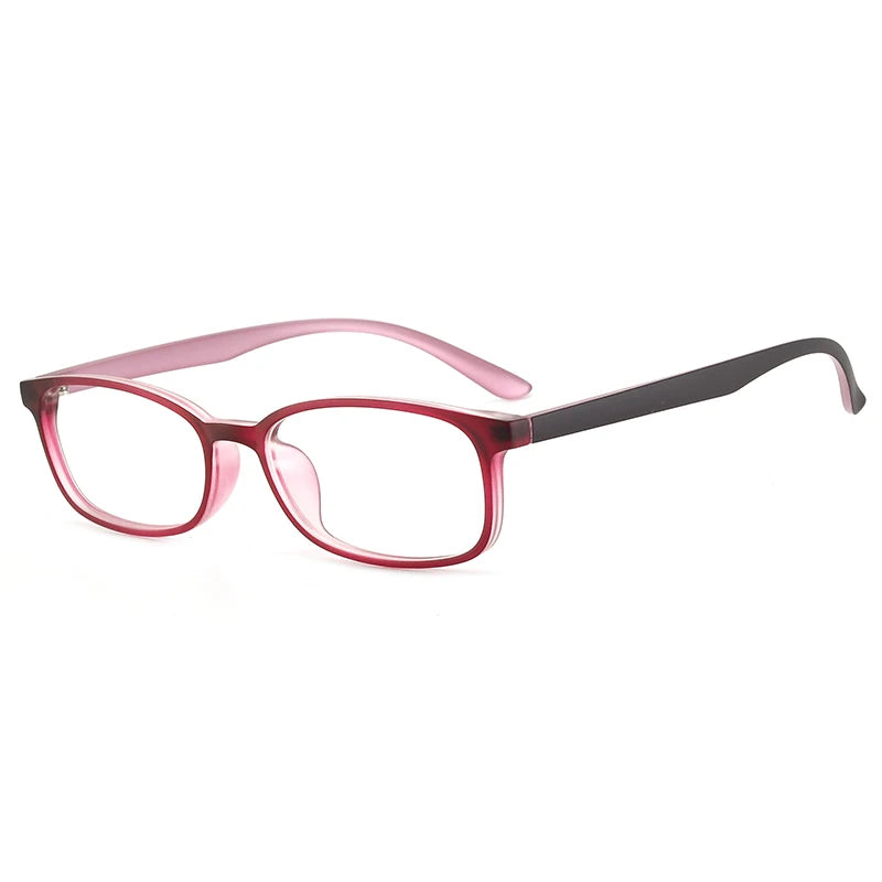 Bclear Unisex Small Full Rim Rectangle Plastic Eyeglasses 1058 Full Rim Bclear Red purple  