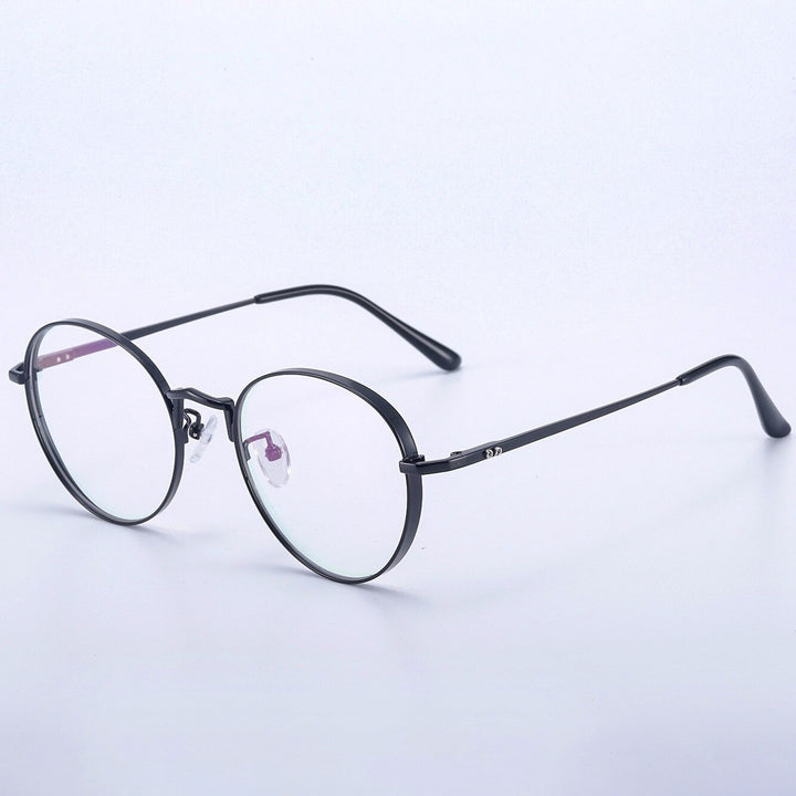 KatKani Unisex Full Rim Round Titanium Eyeglasses 30001 Full Rim KatKani Eyeglasses Black  