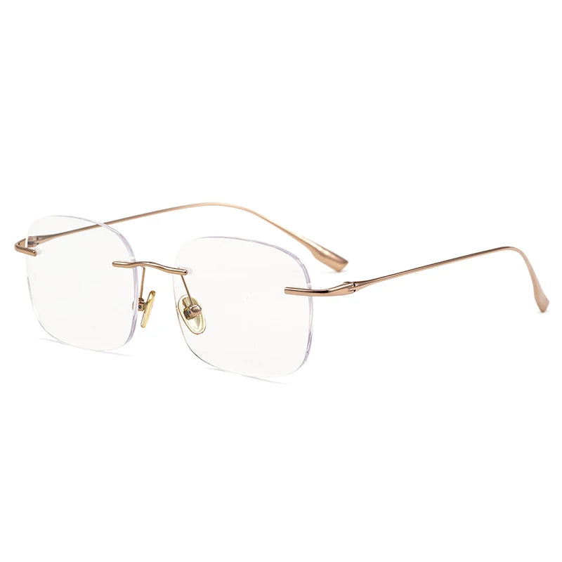 Handoer Women's Rimless Flat Top Oval Titanium Eyeglasses 113636