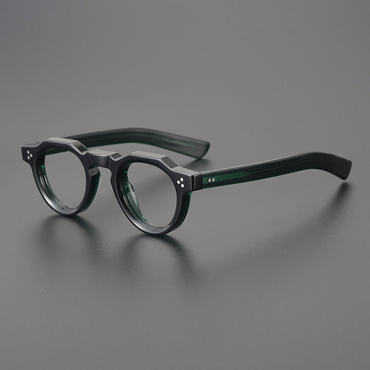 Gatenac Unisex Full Rim Flat Top Round Acetate Eyeglasses Gxyj1054 Full Rim Gatenac Green  