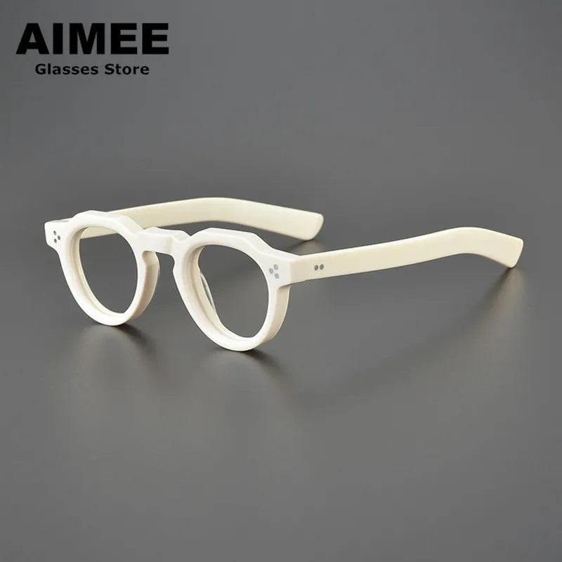 Aimee Unisex Full Rim Flat Top Oval Acetate Eyeglasses 8013 Full Rim Aimee   