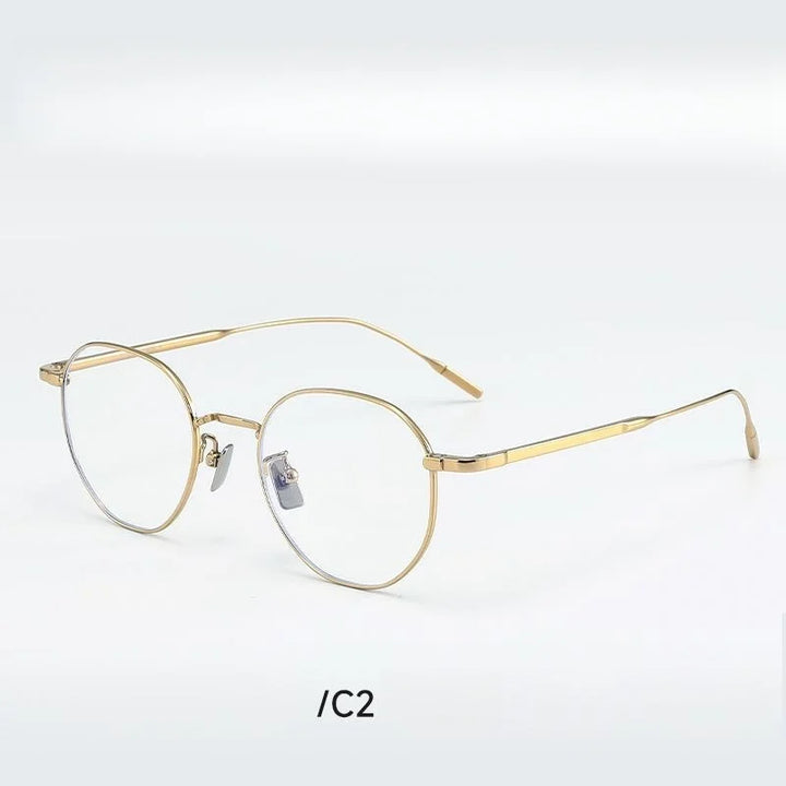 Momoja Unisex Full Rim Flat Top Oval Square Titanium Eyeglasses 30908