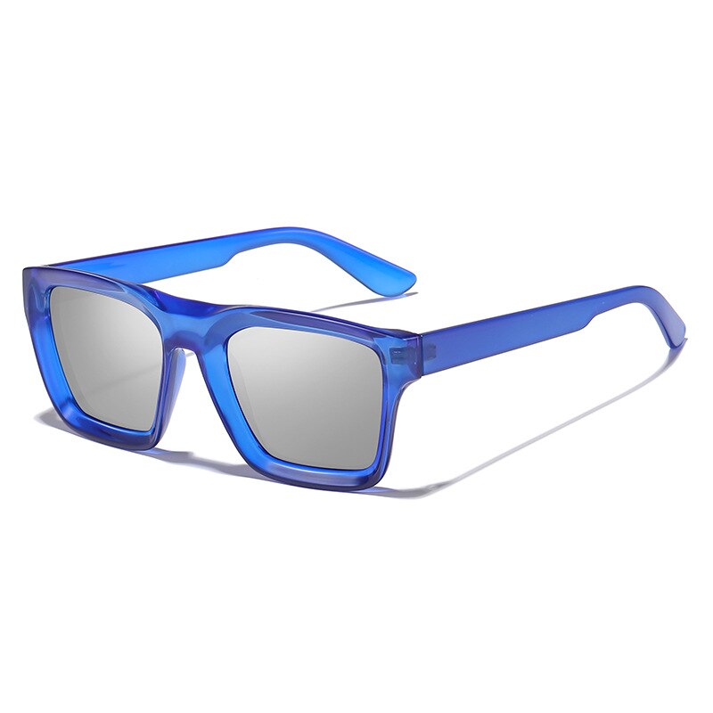 CCSpace Unisex Full Rim Square Acetate UV400 Sunglasses 56155 Sunglasses CCspace Sunglasses BlueSilver  
