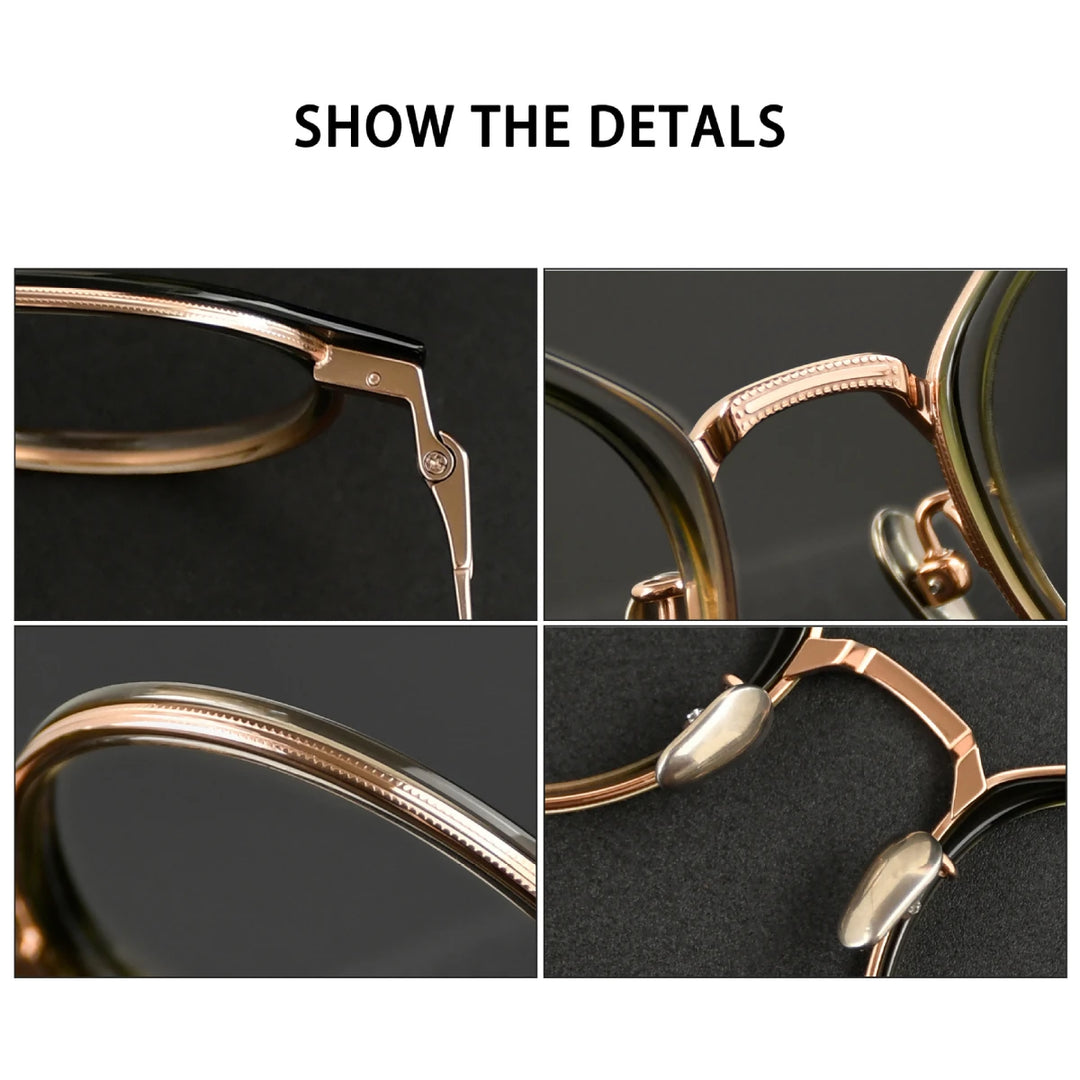 Black Mask Unisex Full Rim Round Titanium Eyeglasses BM-G636