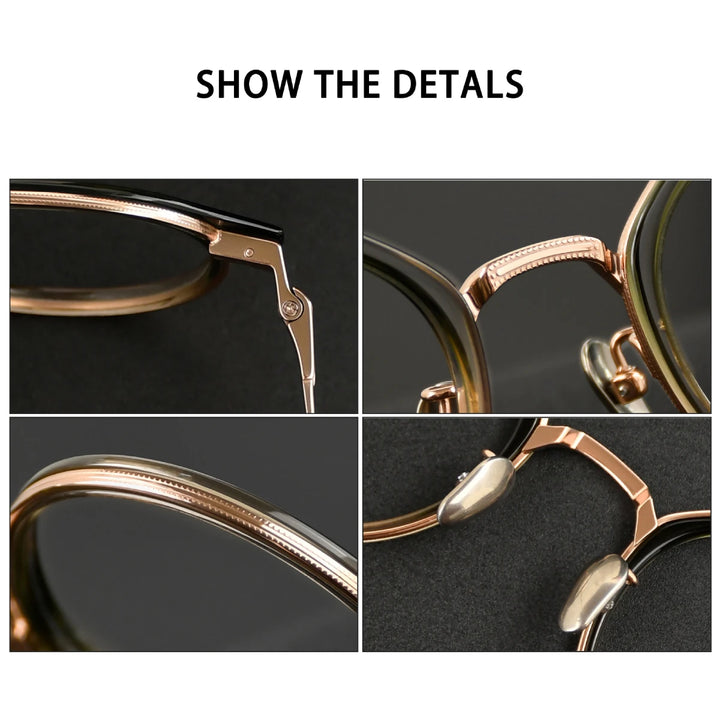 Black Mask Unisex Full Rim Round Titanium Eyeglasses BM-G636