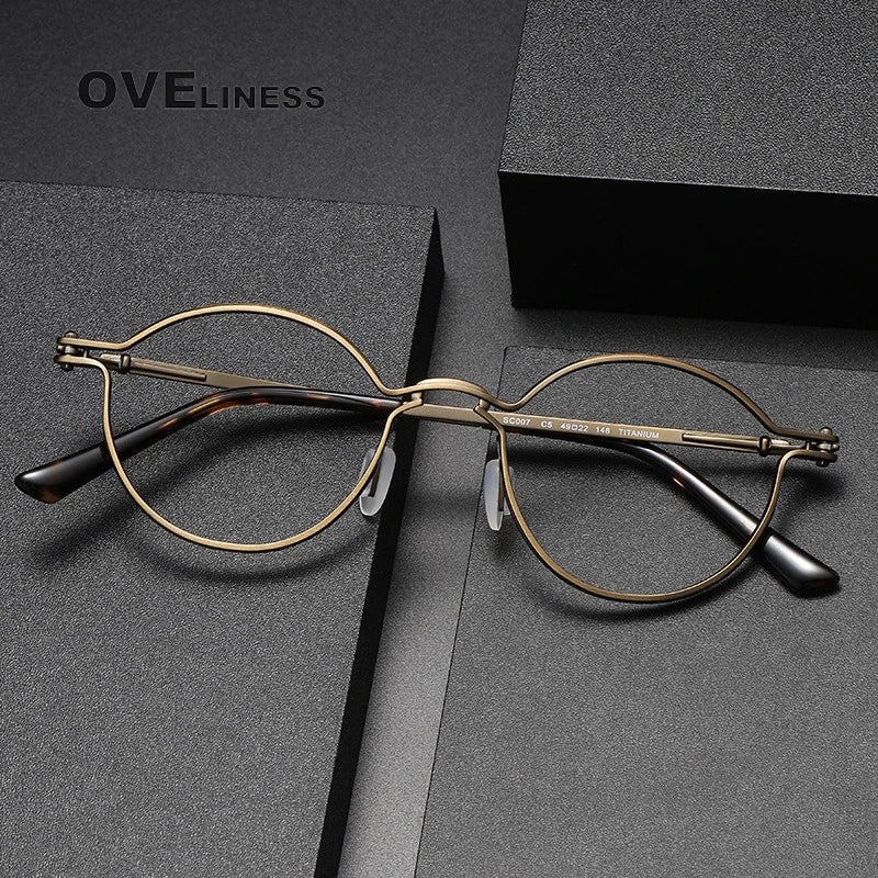 Oveliness Unisex Full Rim Round Titanium Eyeglasses C007 Full Rim Oveliness   