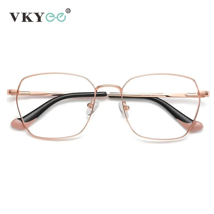 Vicky Unisex Full Rim Square Stainless Steel Acetate Reading Glasses 3022 Reading Glasses Vicky rose gold-black 0 