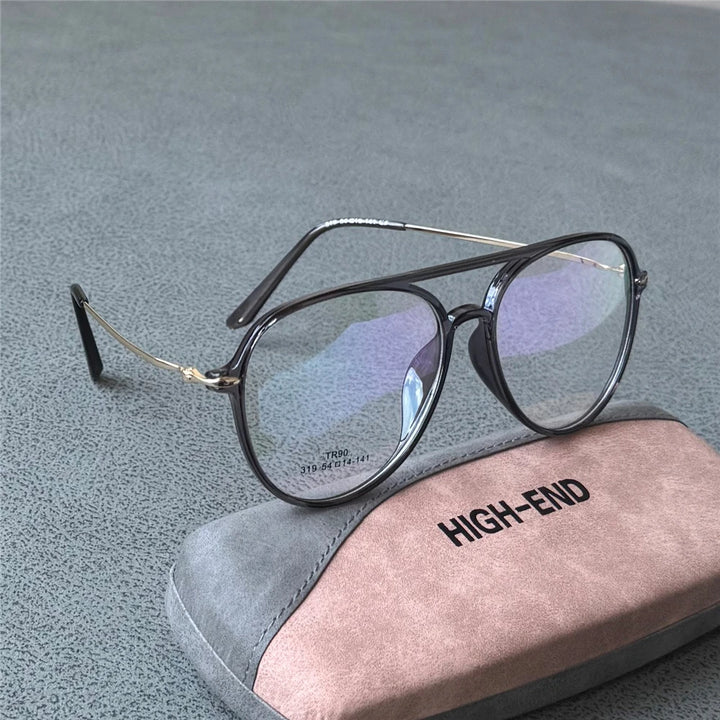 Cubojue Women's Full Rim Oval Double Bridge Alloy Reading Glasses 411454