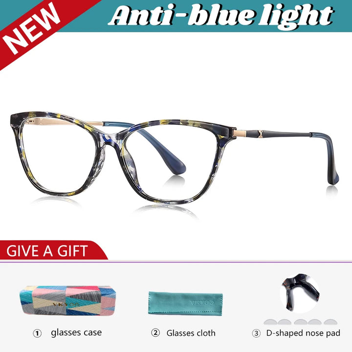Vicky Women's Full Rim Square Cat Eye Tr 90 Alloy Reading Glasses 77232