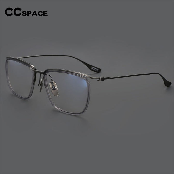 CCSpace Men's Semi Rim Square Titanium Eyeglasses 55920 Semi Rim CCspace   