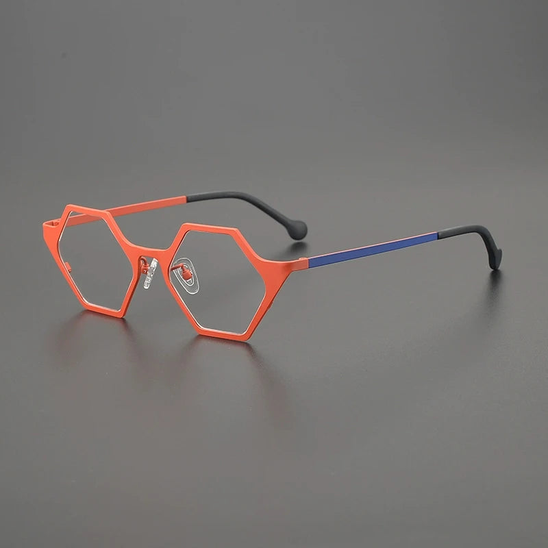 Gatenac Women's Full Rim Polygon Acetate Titanium Eyeglasses G85881