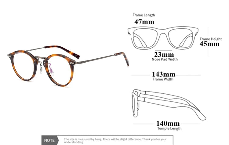 Black Mask Unisex Full Rim Round Titanium Acetate Eyeglasses 84805
