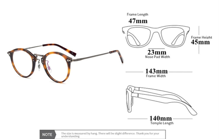 Black Mask Unisex Full Rim Round Titanium Acetate Eyeglasses 84805