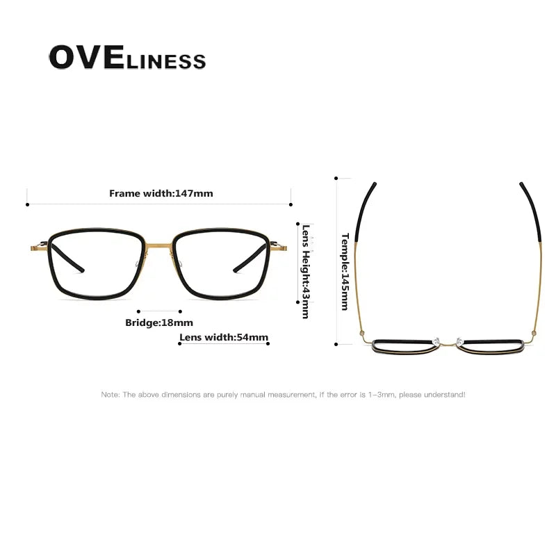 Oveliness Unisex Full Rim Square Acetate Titanium Eyeglasses 35803