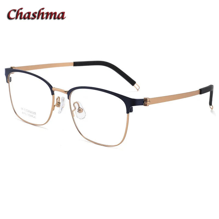 Chashma Ochki Unisex Full Rim Square Titanium Eyeglasses 11305 Full Rim Chashma Ochki Blue  