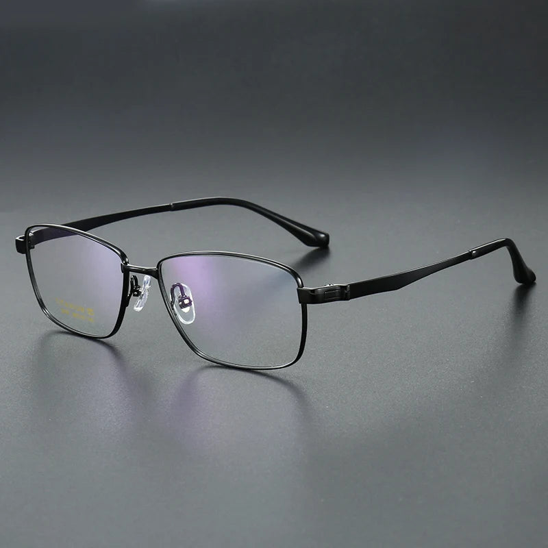 Muzz Men's Semi Rim Big Polygon Square Titanium Eyeglasses 82918