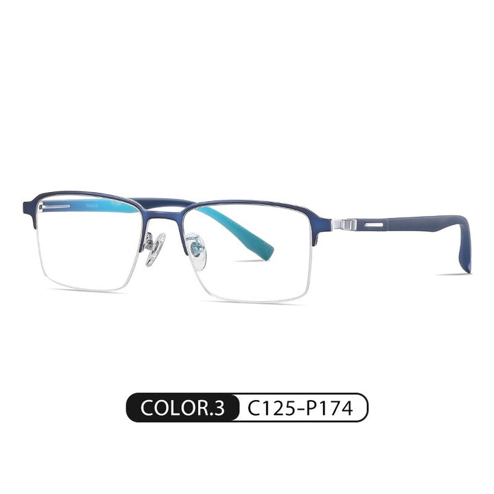 Zirosat Men's Semi Rim Square Tr 90 Titanium Eyeglasses St6208 Semi Rim Zirosat C3  
