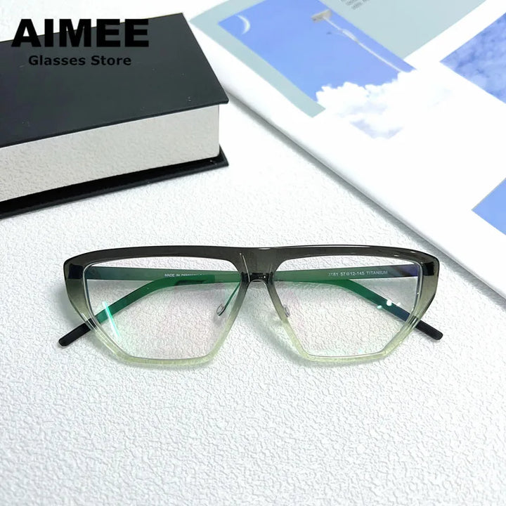 Aimee Unisex Full Rim Brow Line Square Titanium Eyeglasses 1181 Full Rim Aimee   