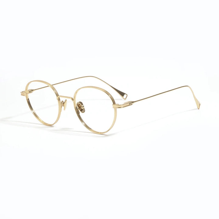Black Mask Unisex Full Rim Round Titanium Eyeglasses 89012