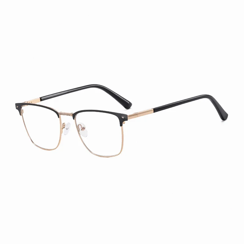 Ralferty Men's Full Rim Square Spring Hinge Alloy Eyeglasses 91703