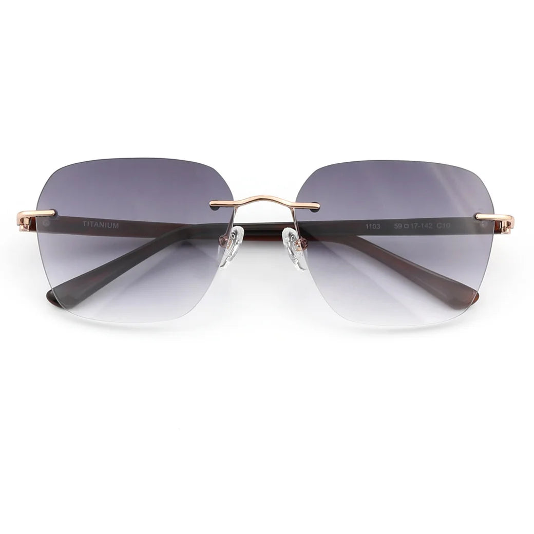 Blackmask Women Rimless Square Titanium Polarized Sunglasses BM-1103S