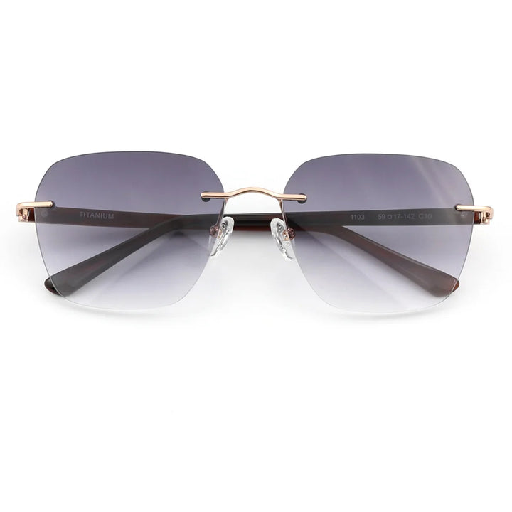 Blackmask Women Rimless Square Titanium Polarized Sunglasses BM-1103S