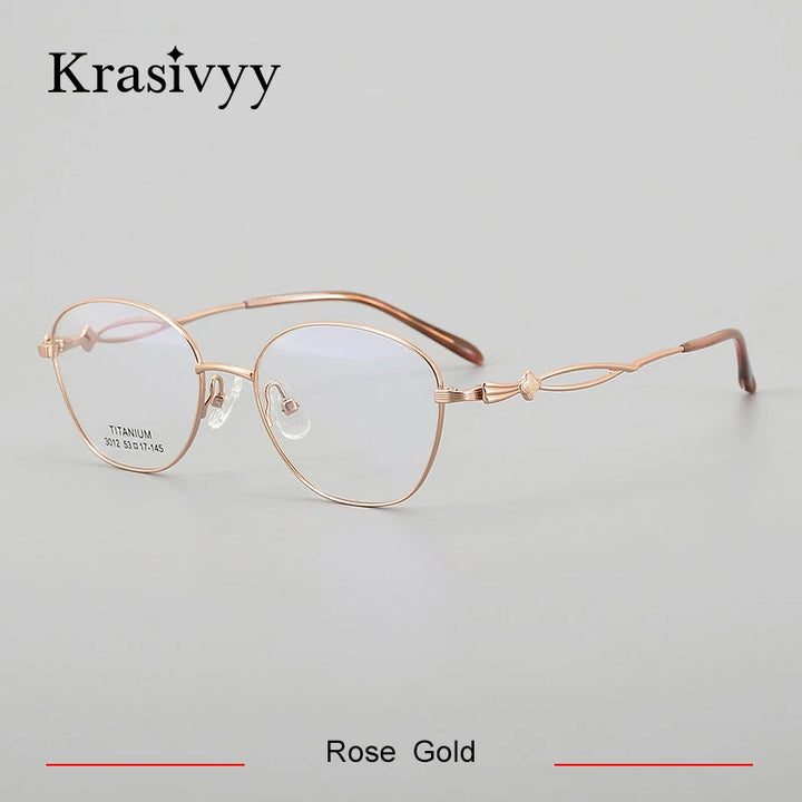 Krasivyy Women's Full Rim Oval Round Titanium Eyeglasses 443012 Semi Rim Krasivyy Rose Gold  