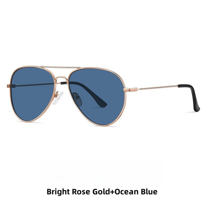 KatKani Unisex Full Rim Oval Double Bridge Alloy Sunglasses S3025 Sunglasses KatKani Sunglasses Bright Rose Gold  