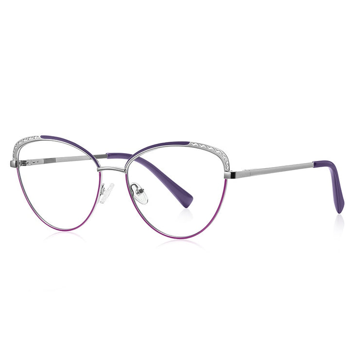 CCspace Women's Full Rim Square Cat Eye Alloy Eyeglasses 56798 Full Rim CCspace C3Purple  