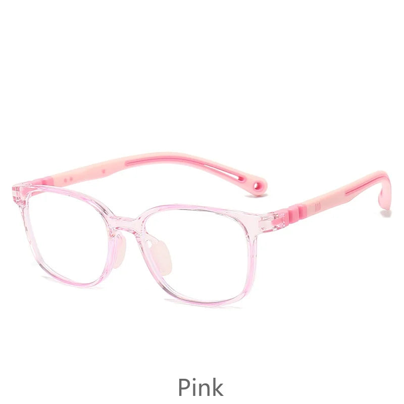 KatKani Unisex Children's Full Rim Square Tr 90 Eyeglasses D101 Full Rim KatKani Eyeglasses Pink  