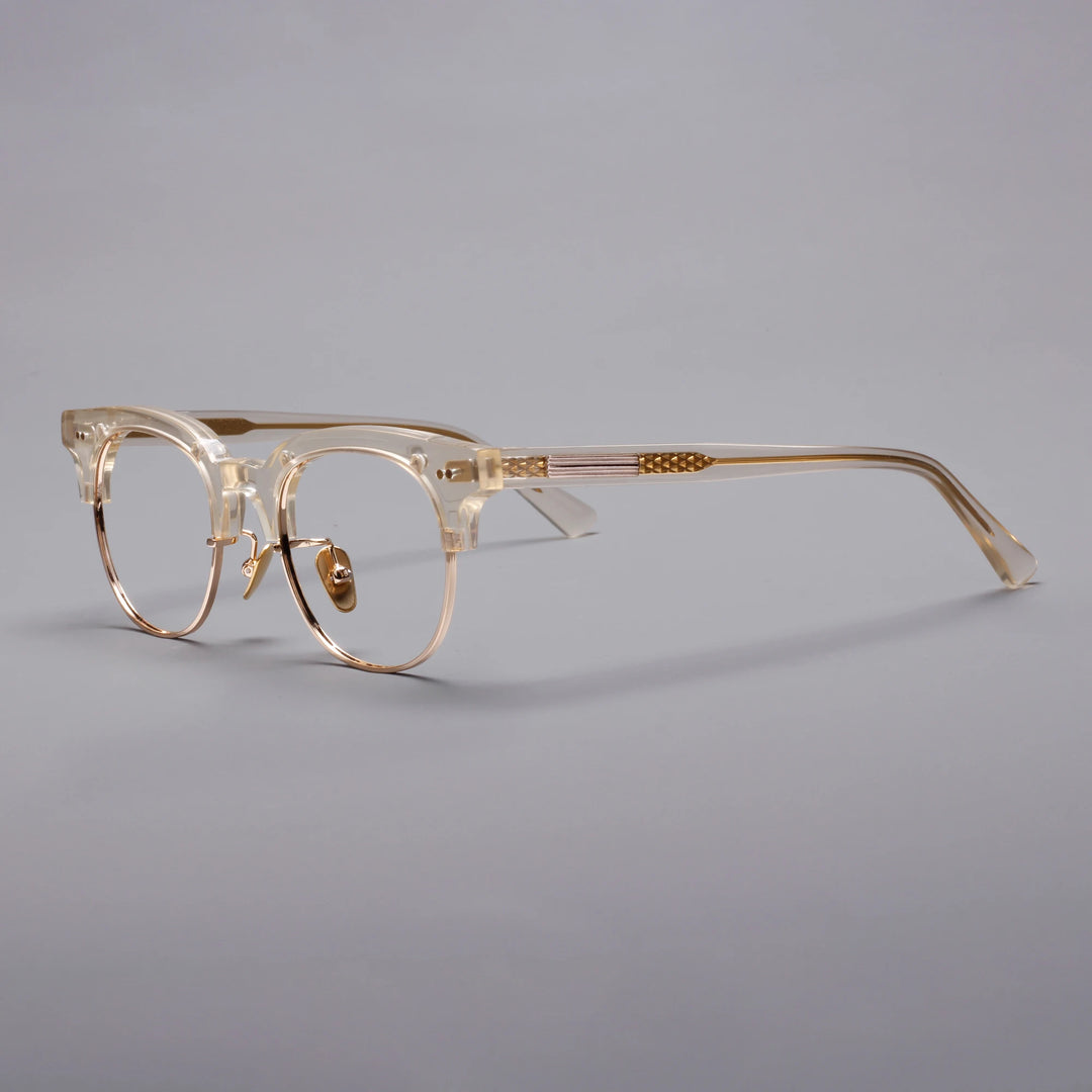 Black Mask Unisex Full Rim Square Titanium Acetate Eyeglasses 366711