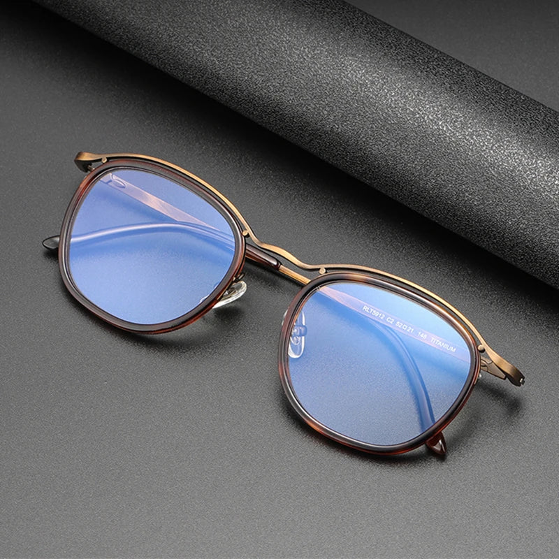 Black Mask Unisex Full Rim Oval Square Titanium Acetate Eyeglasses 95912 Full Rim Black Mask