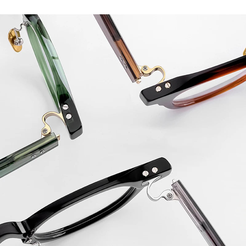 Black Mask Unisex Full Rim Round Acetate Titanium Eyeglasses 635005