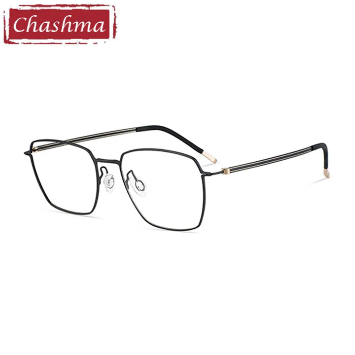 Chashma Ottica Women's Full Rim Square Titanium Eyeglasses 7244 Full Rim Chashma Ottica Black  